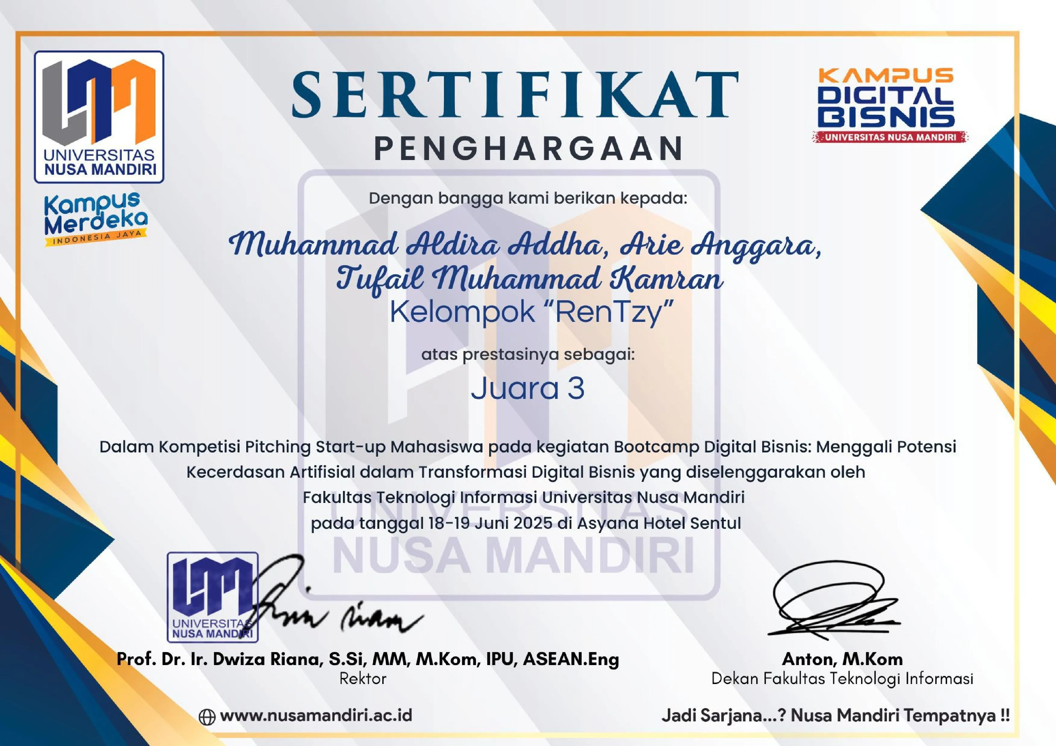 Sertifikat Juara Bootcamp
