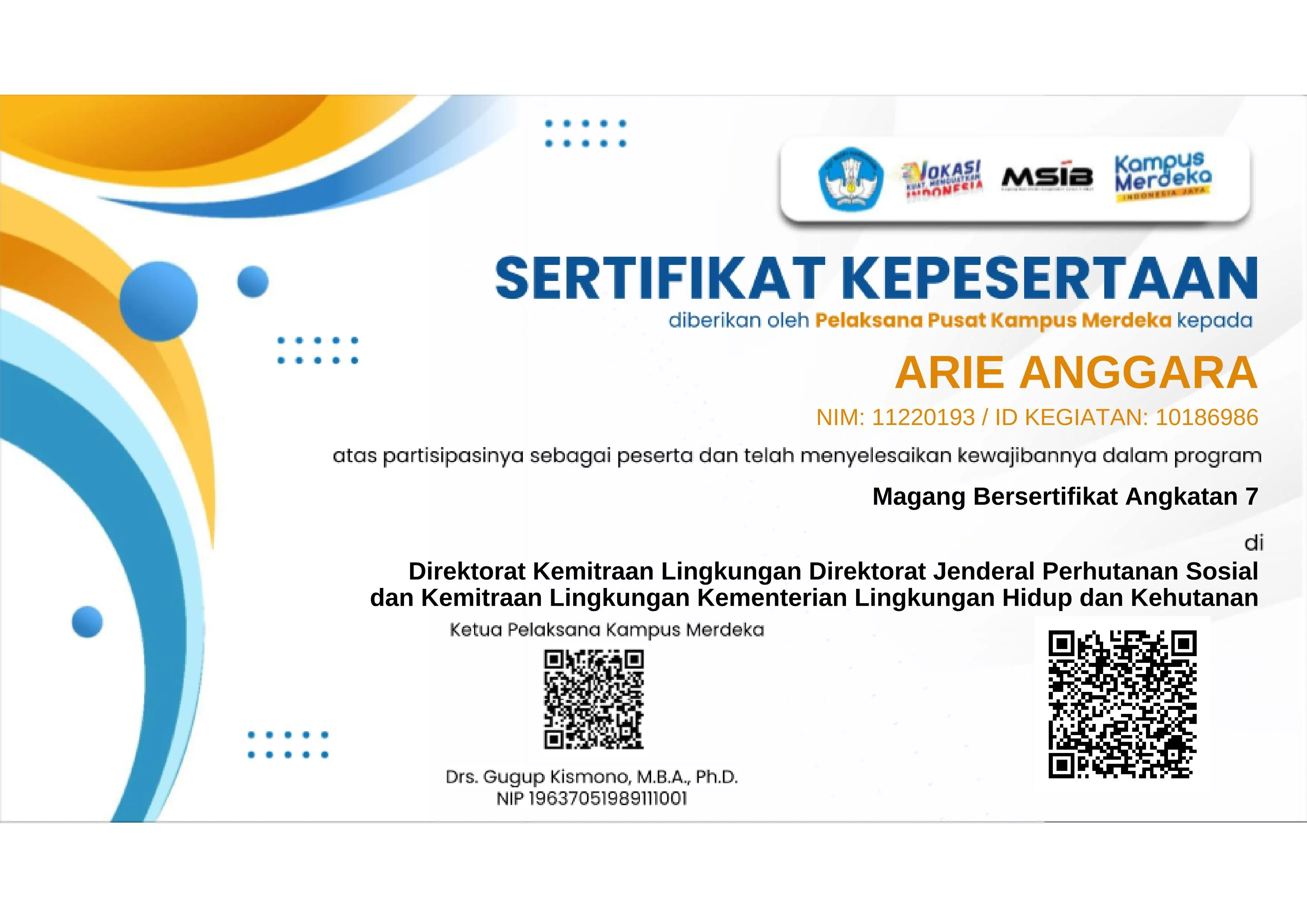 Sertifikat MSIB Batch 7