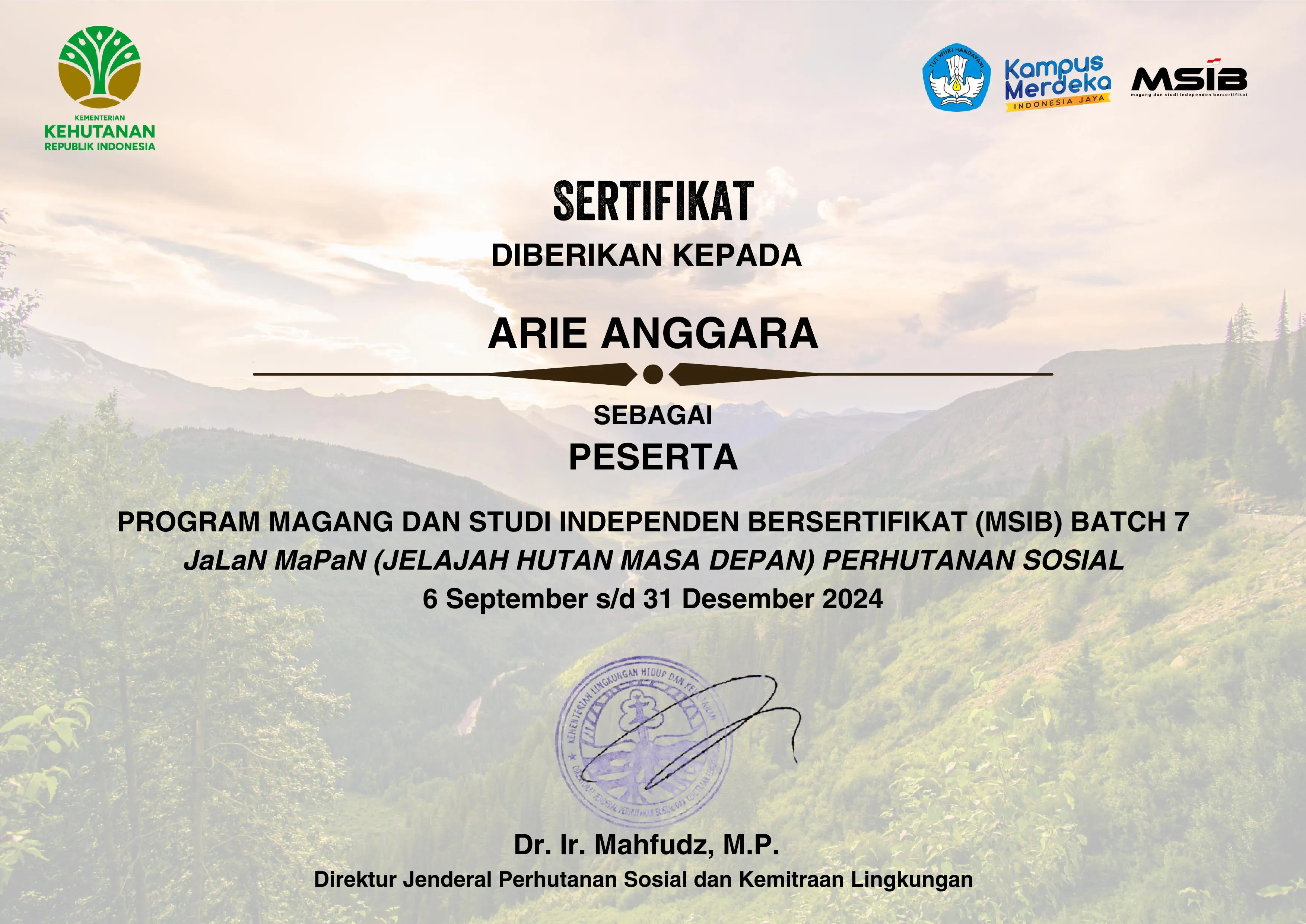 Sertifikat Programmer KLHK