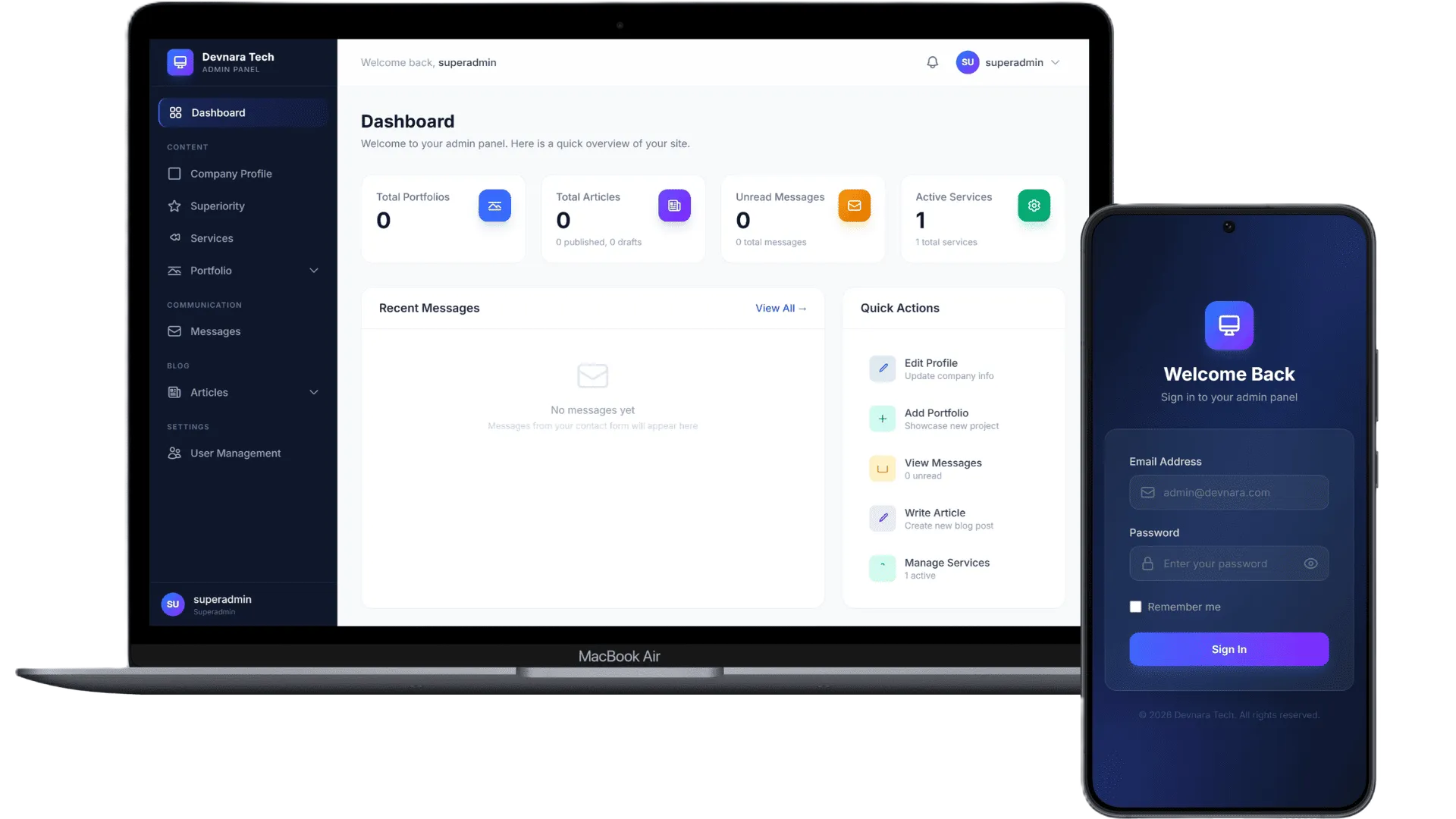 Company Profile & Custom CMS - Devnara